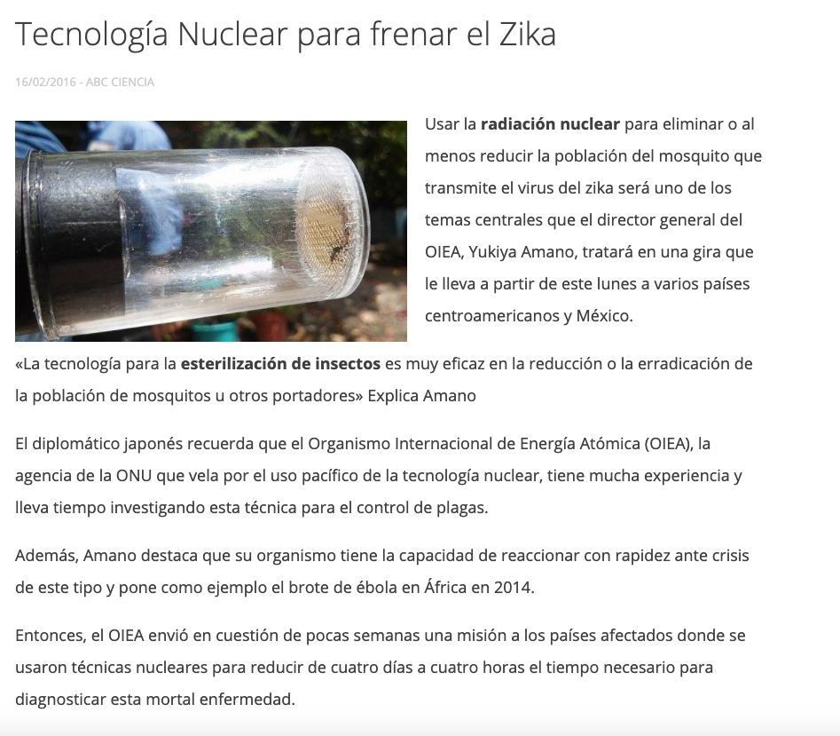 tecnología nuclear para frenar el Zika 